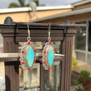 Jewelry - Turquoise Sleeping Beauty Sterling Silver Earrings Jewelry - Turquoise Sleeping Beauty Sterling Silver Earrings